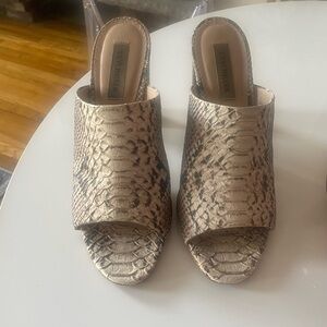 Steve Madden Beige Snake Print Mules